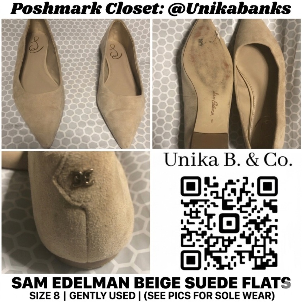 Sam Edelman Beige Suede Pointed Toe Flats